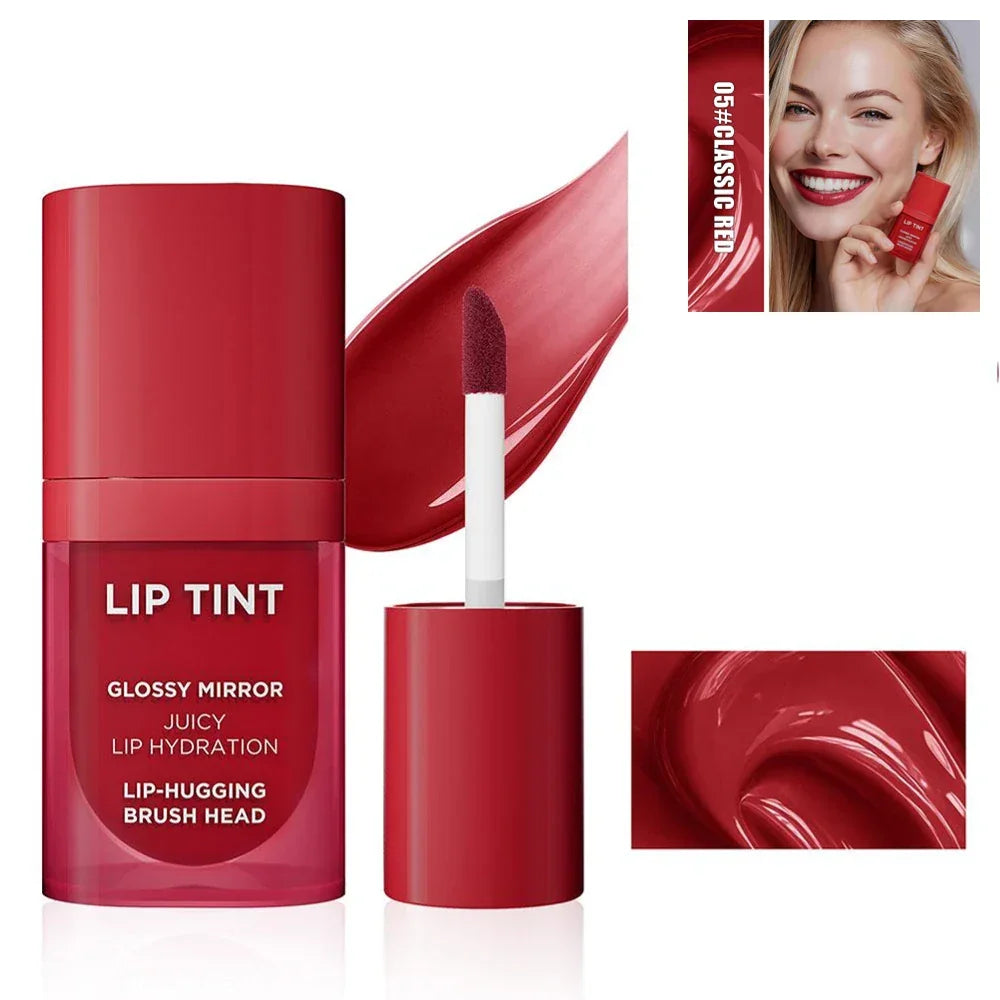 6 Colors Glossy Mirror Juicy Lip Tint Waterproof Non-stick Cup Long Lasting Moisturizing Lipstick High Shiny Lip Gloss Cosmetics Peaceful Pleasures Health and Wellness CLASSIC RED