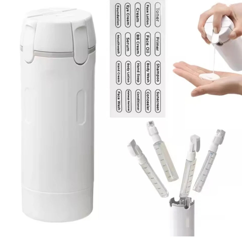 4 in 1 Travel Dispenser Portable Travel Bottles Leak Proof Leakproof Travel Container for Perfume Shampoo Conditioner Lotion Peaceful Pleasures Health and Wellness White