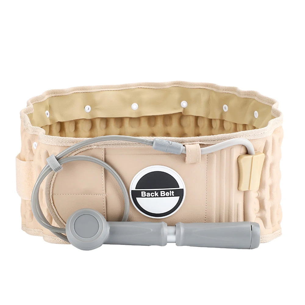 Spinal Air Traction Brace Decompression Back Belt Lumbar Support Belt for Men & Women Lower Back Back Posture Correction Strap Peaceful Pleasures Health and Wellness Beige