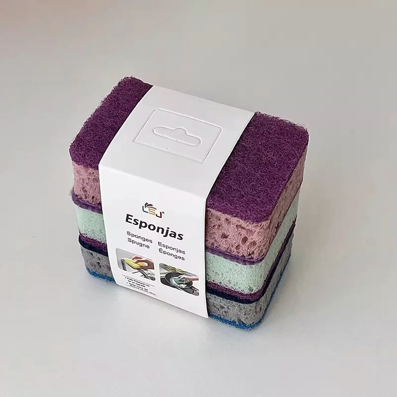 Double-Sided Sponge Scrubbers 3-Pack | Kitchen Cleaning Pads