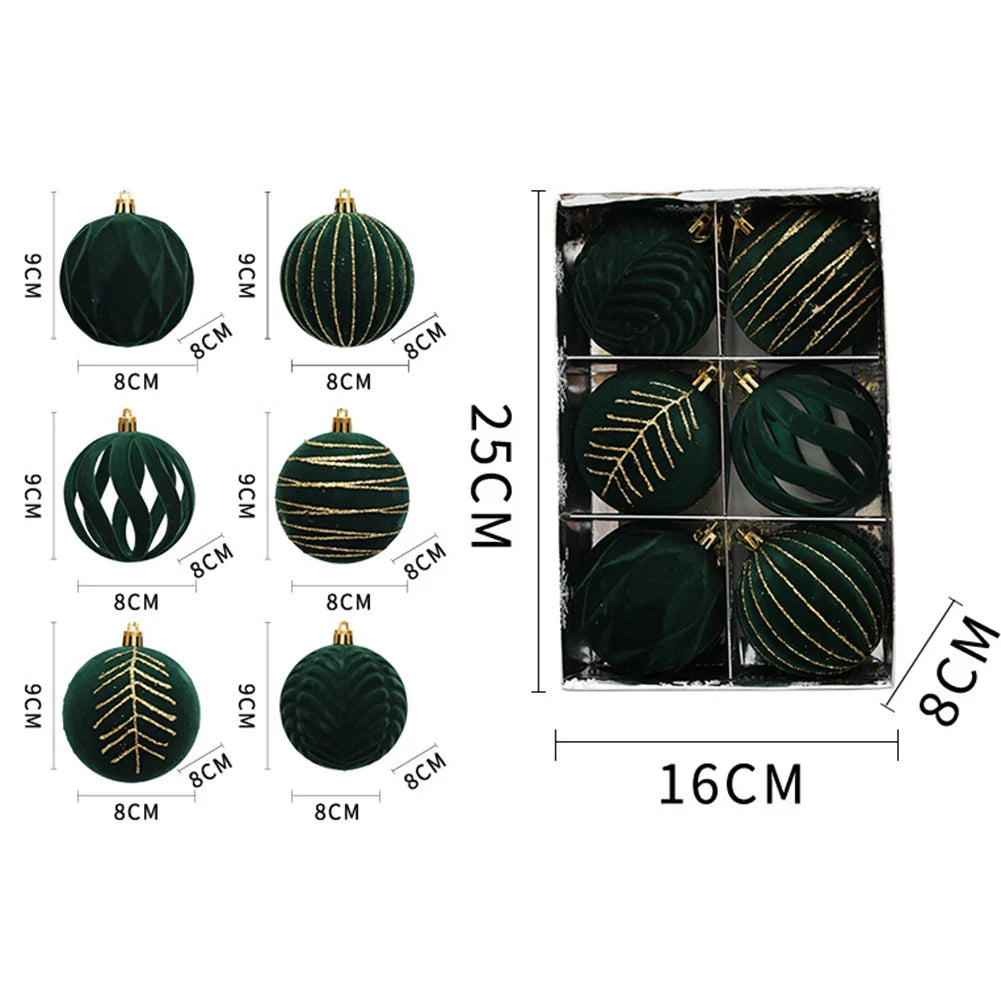 8cm Christmas Ball Ornaments Set of 6 – Reusable Holiday Décor