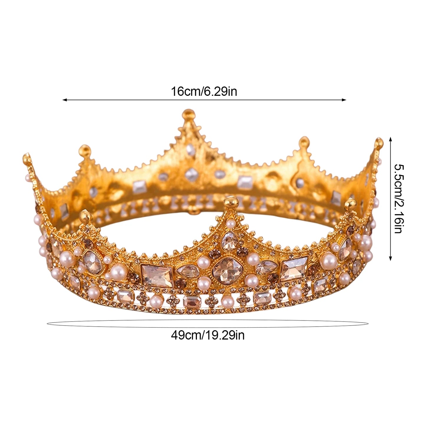 Bridal Rhinestone Pearl Crown Headpiece Vintage Wedding Accessory For Bride Peaceful Pleasures Health and Wellness