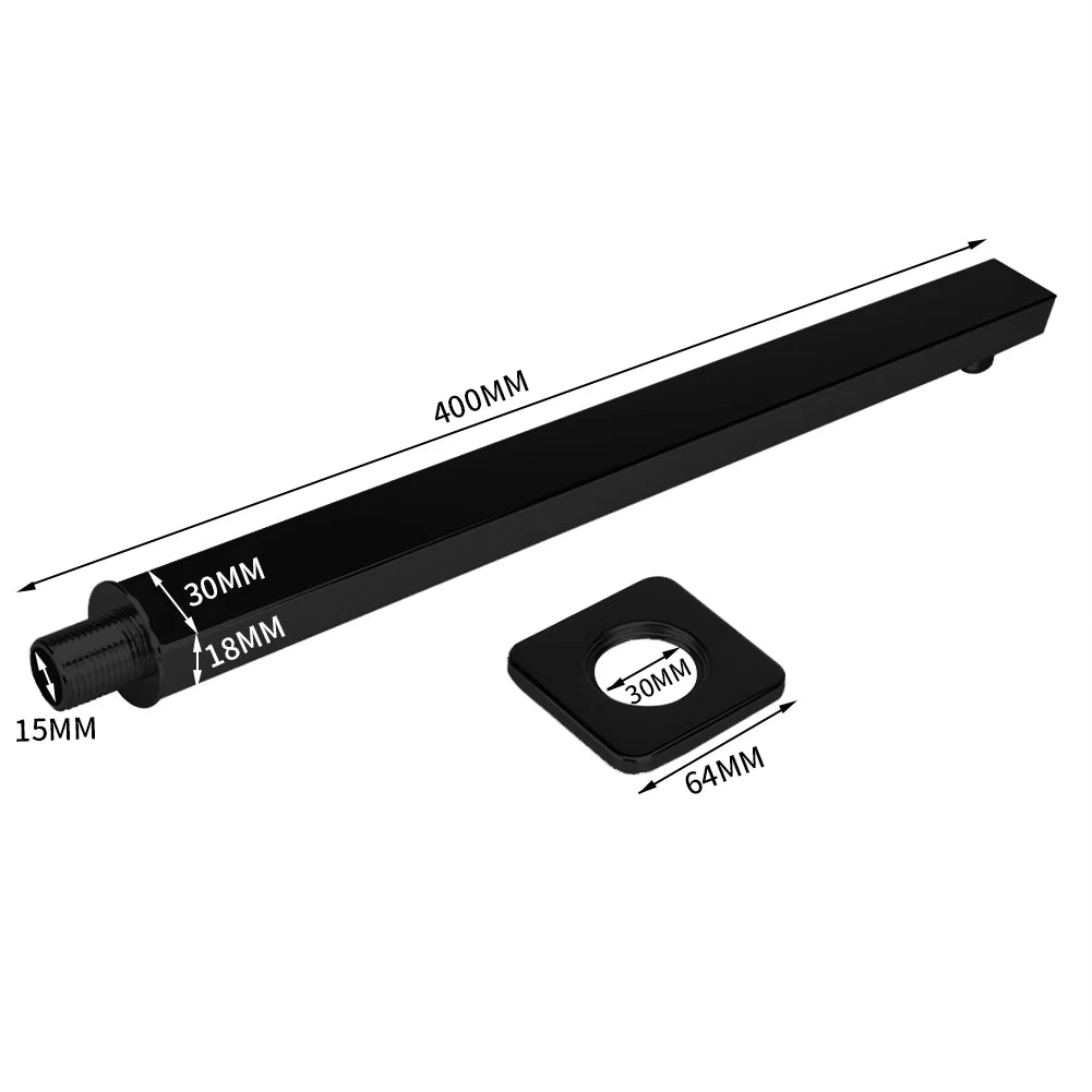 40cm Shower Extension Arm 304 Stainless Steel Wall Mounted Silver Polished Extra Arm Bathroom Bracket Bar For Rain Shower Head Peaceful Pleasures Health and Wellness black 40cm