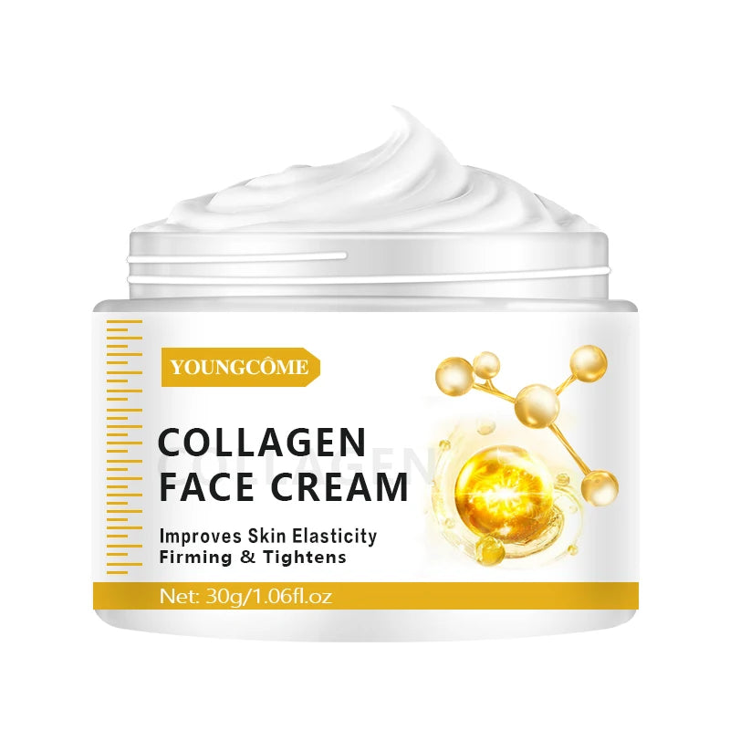 YOUNGCOME Collagen Face Cream Firming & Tightening Moisturizer Improves Elasticity Deep Hydration Daily Facial Care for Women Peaceful Pleasures Health and Wellness 30g