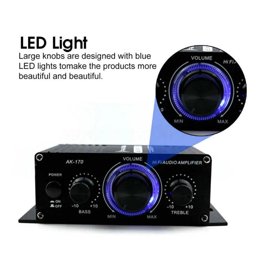 AK-170 Mini HiFi Stereo Amplifier 2×200W Dual Channel RCA