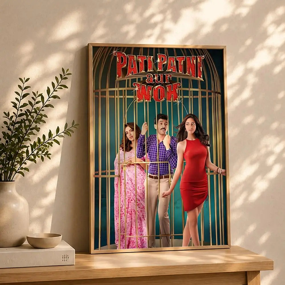 Pati Patni Aur Woh Do Movie Poster – HD Self-Adhesive Wall Art Movie Wall Poster Peaceful Pleasures Health and Wellness White3 50X70cmNoframe