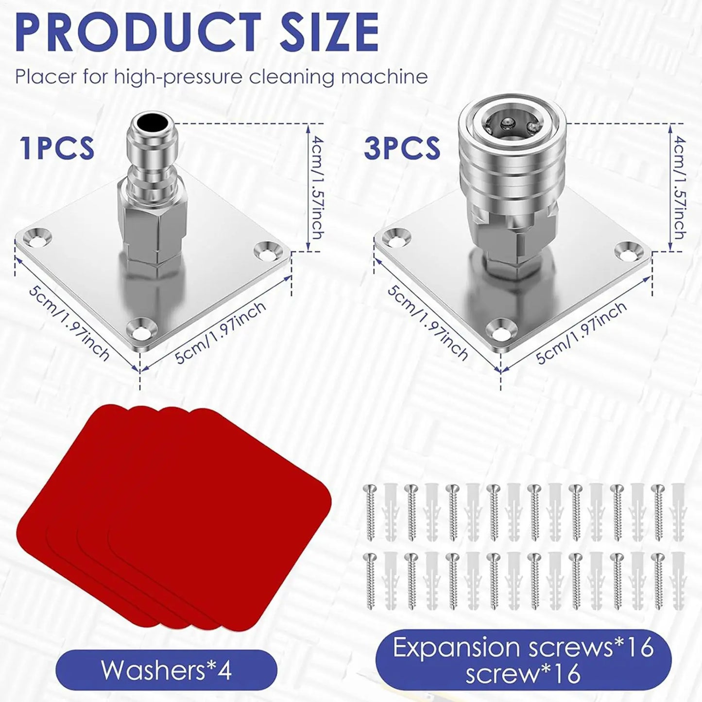 Pressure Washer Wall Mount Rack & Foam Cannon Holder 4-Pack