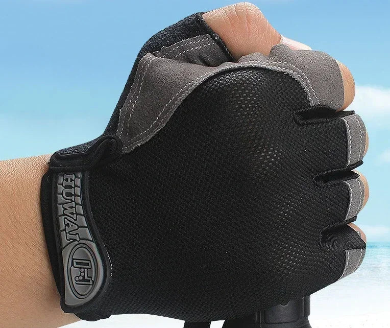 Fingerless Gym & Cycling Gloves – Anti-Slip, Men & Women Fingerless Cycling Gloves Peaceful Pleasures Health and Wellness Ordinary-Black S