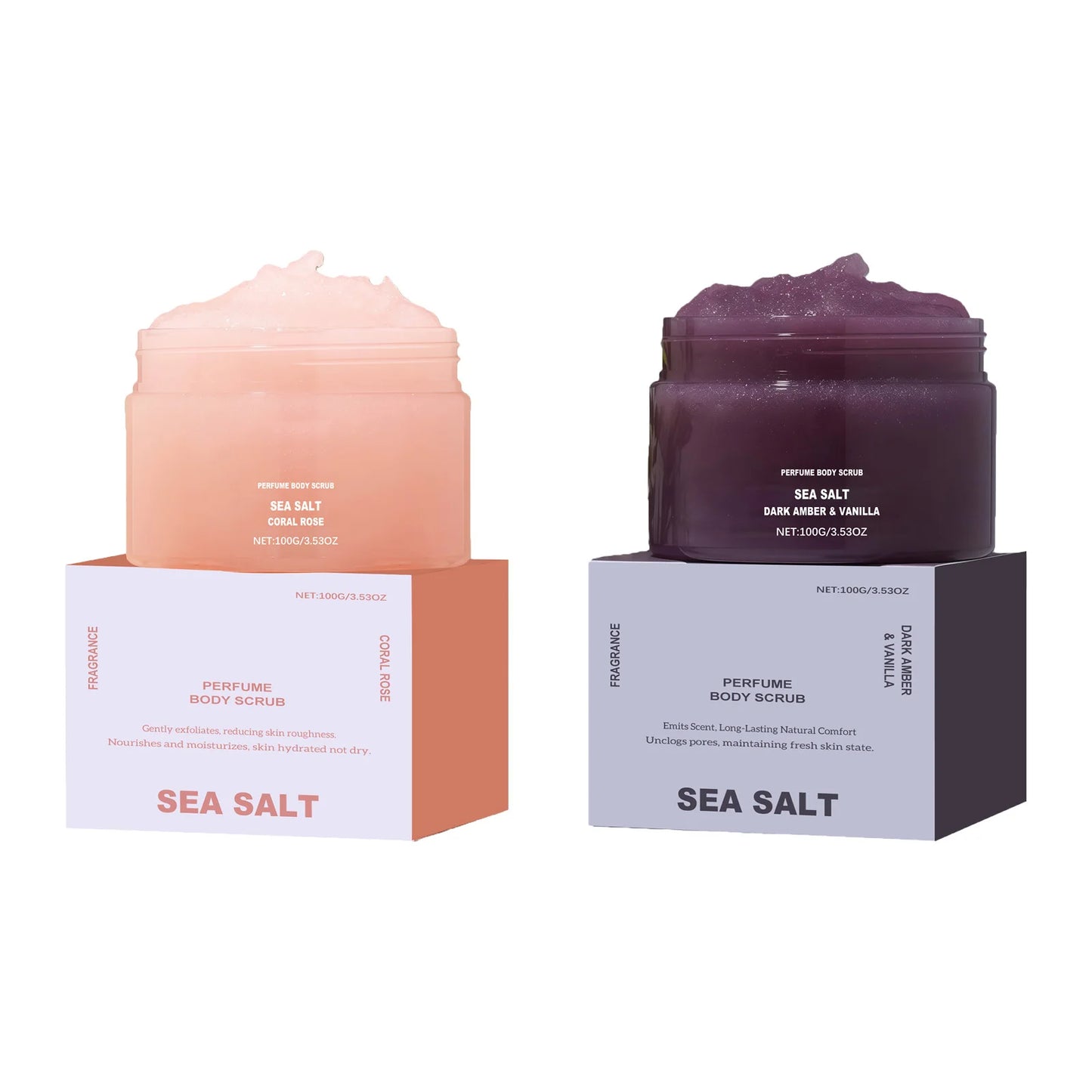 Perfume Body Scrub – Rose Coral & Amber Vanilla Salt Scrub