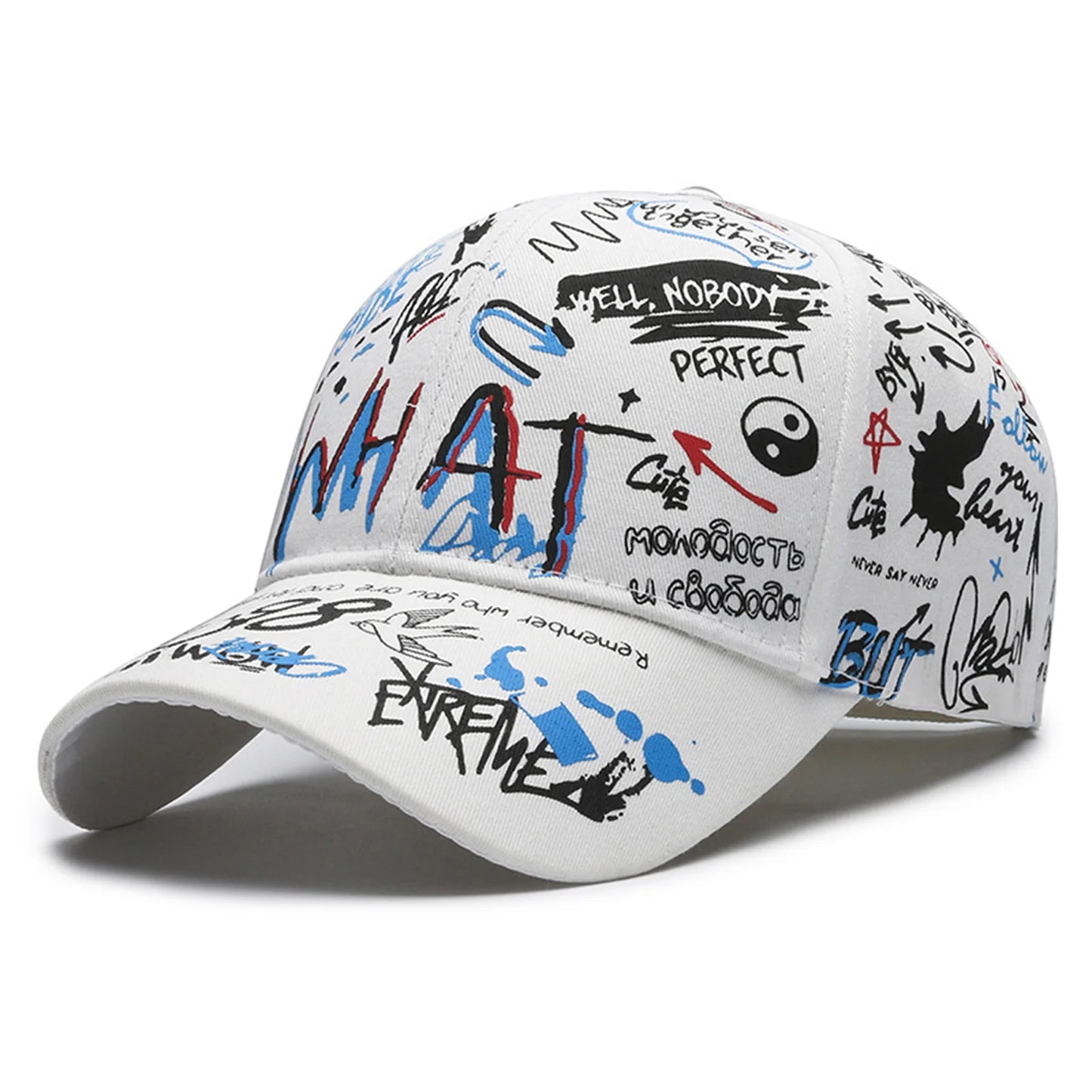 Summer Baseball Sports Cap Hip-hop Street Style Trendy Sunshade Hats for Summer Beach Vacation Peaceful Pleasures Health and Wellness White Blue
