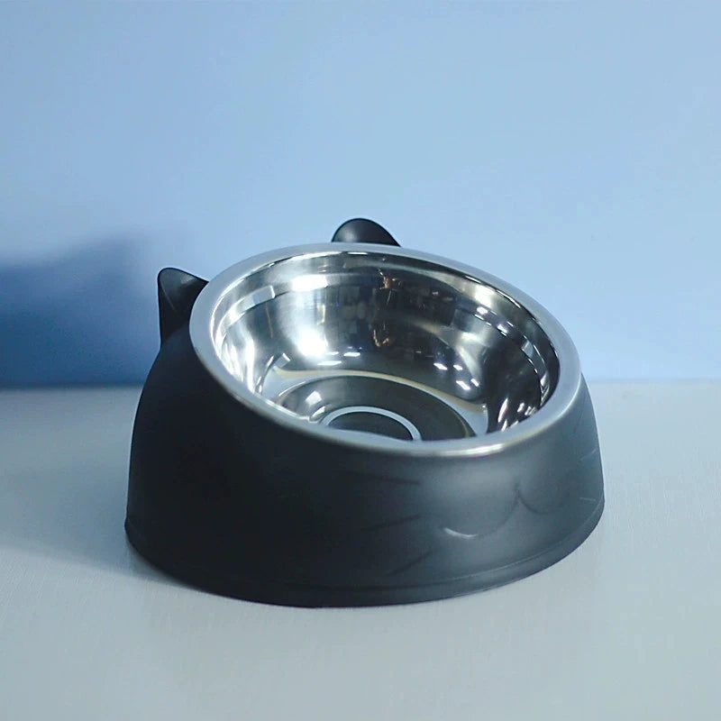 Tilted Stainless Steel Cat Bowl | 15° Anti-Choke Pet Feeder