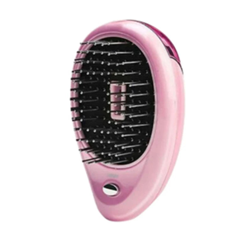 New Product Electric Sonic Vibration Magnetic Massage Comb Ion Anti-static Mini Hair Straightening Comb Peaceful Pleasures Health and Wellness Pink