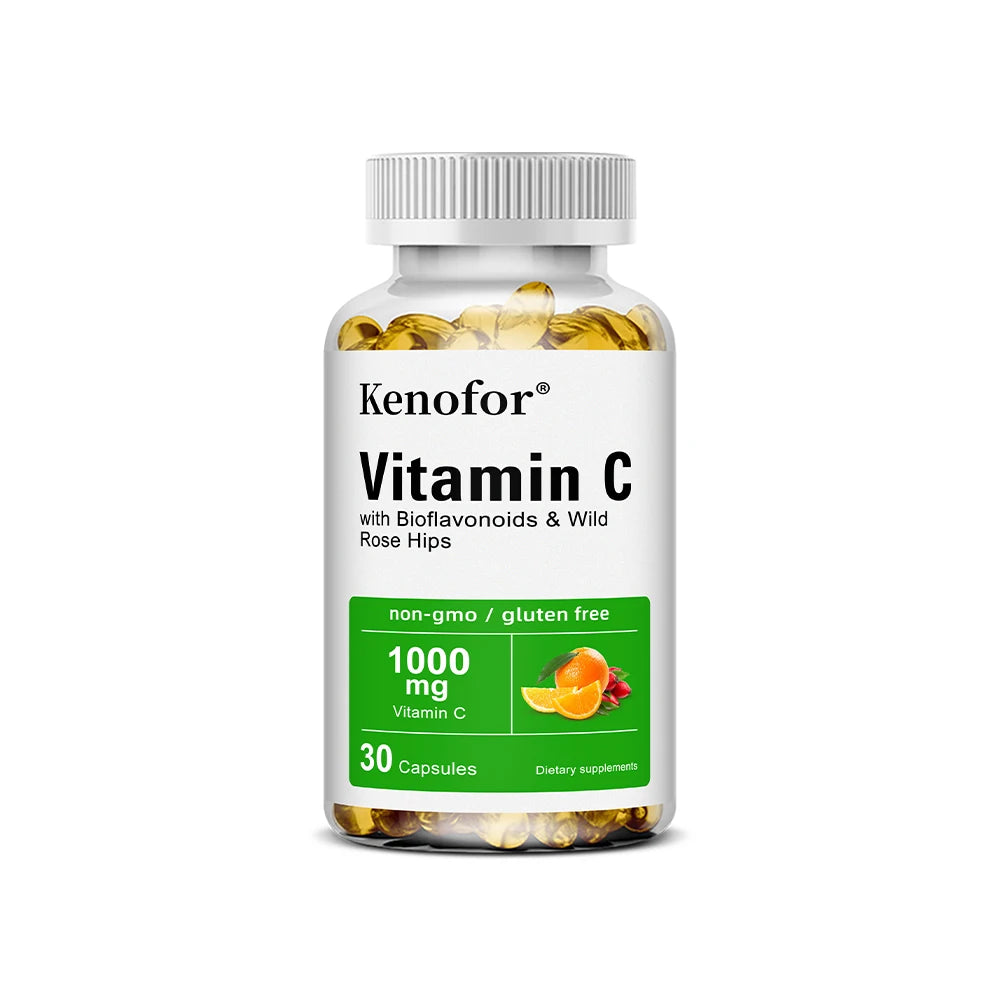 Vitamin C 1000mg - with Citrus, Rose hips,Immune System & Collagen High Potency Fat Soluble Ascorbic Acid Supplement Peaceful Pleasures Health and Wellness 30 count-1 bottle