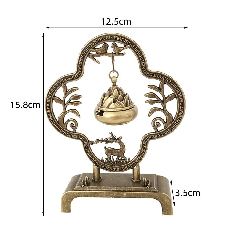 Lotus Flower Incense Burner Retro Hollow Out Zinc Alloy Hanging Lotus Burners Blessing Nasturtium Holder Home Office Decor Peaceful Pleasures Health and Wellness C
