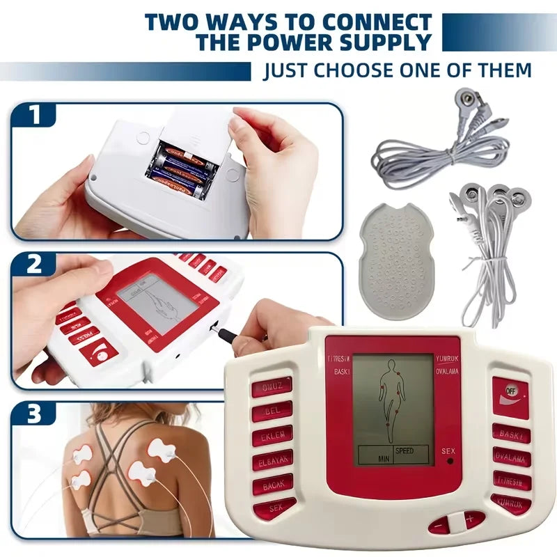 Dual-Channel Muscle Stimulator | (16 Electrodes) Used to Relieve Back, Shoulder, and Knee Pain, Promote Muscle Relaxation and Movement Function, Equipped with 30 Modes and 10 Intensity Adjustment Functions, Is an Excellent Gi Peaceful Pleasures Health and Wellness