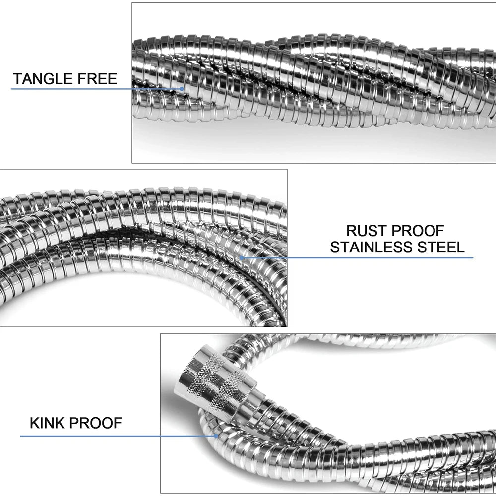 Shower Hose 3m/2m/1.5m Extra Long Stainless Steel Handheld Flexible Water Hose with Insert & Nut Flexible Bathroom Plumbing Pipe Peaceful Pleasures Health and Wellness