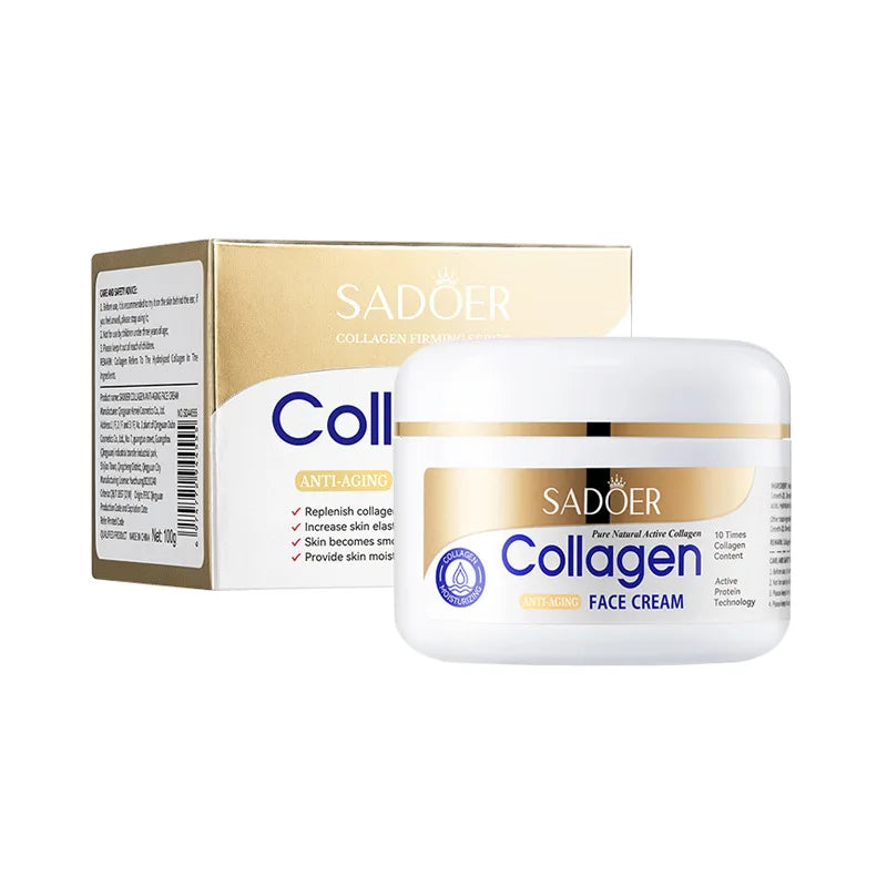 SADOER Collagen Skin Care Moisturizing Face Cream Hyaluronic Facial Serum Firming Lifting Anti-Aging Facial Skin Care Serum Peaceful Pleasures Health and Wellness 1PC Cream