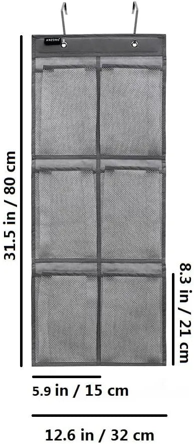 2-Pack Black Over Door Shoe Organizer – 6 Mesh Pockets, Space-Saving Storage Shoe Organizer Peaceful Pleasures Health and Wellness