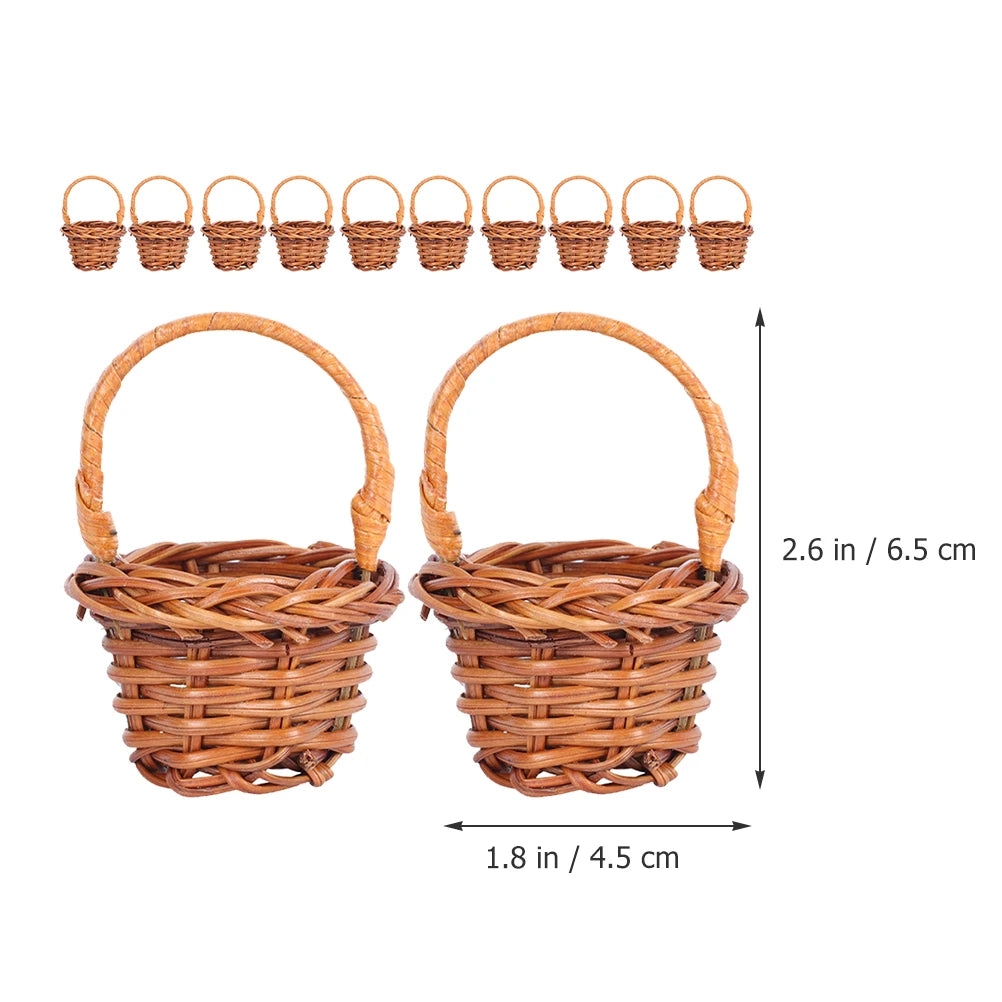 12pcs Mini Woven Basket Flower Storage Basket Dollhouse Flower Basket Small Easter Candy Gift Container Party Favor Decor Box Peaceful Pleasures Health and Wellness