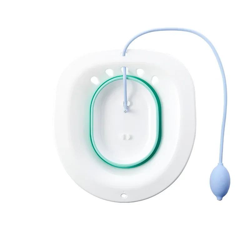 Sits Bath for Hemorrhoids, Sits Bath for Toilet Seat, Postpartum Care, Sits Bath Kit for Women, Collapsible, Flusher Hose Peaceful Pleasures Health and Wellness green