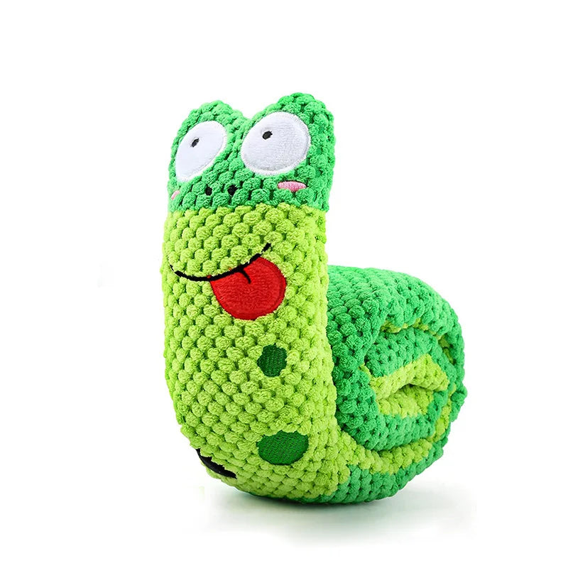 Dog Puzzle Feeder Snail Toy – Squeaky Plush Interactive Puppy