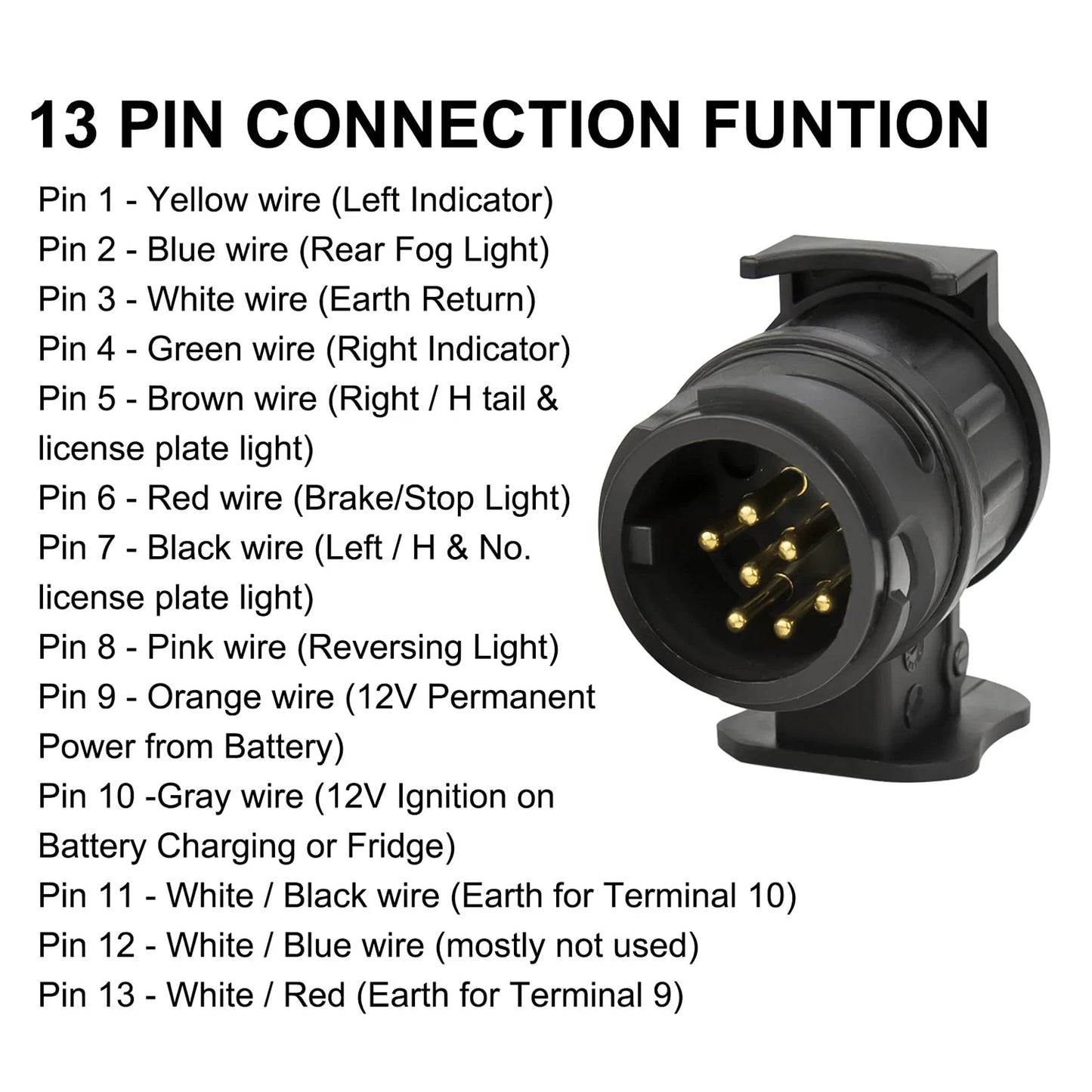 13 Pin to 7 Pin Towing Adaptor Trailer Caravan Truck Towbar Car Plug Adapter 12V Waterproof Electric Socket Converter Connector Peaceful Pleasures Health and Wellness