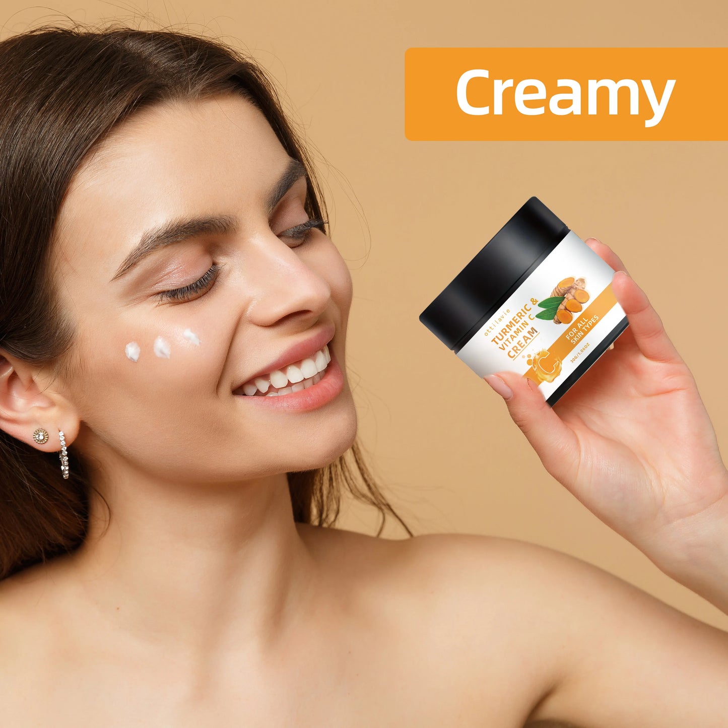 Turmeric & Vitamin C Cream -Lightweight Nourishment for Face& Neck, Fast-Absorbing HydrationAll Skin Types Peaceful Pleasures Health and Wellness