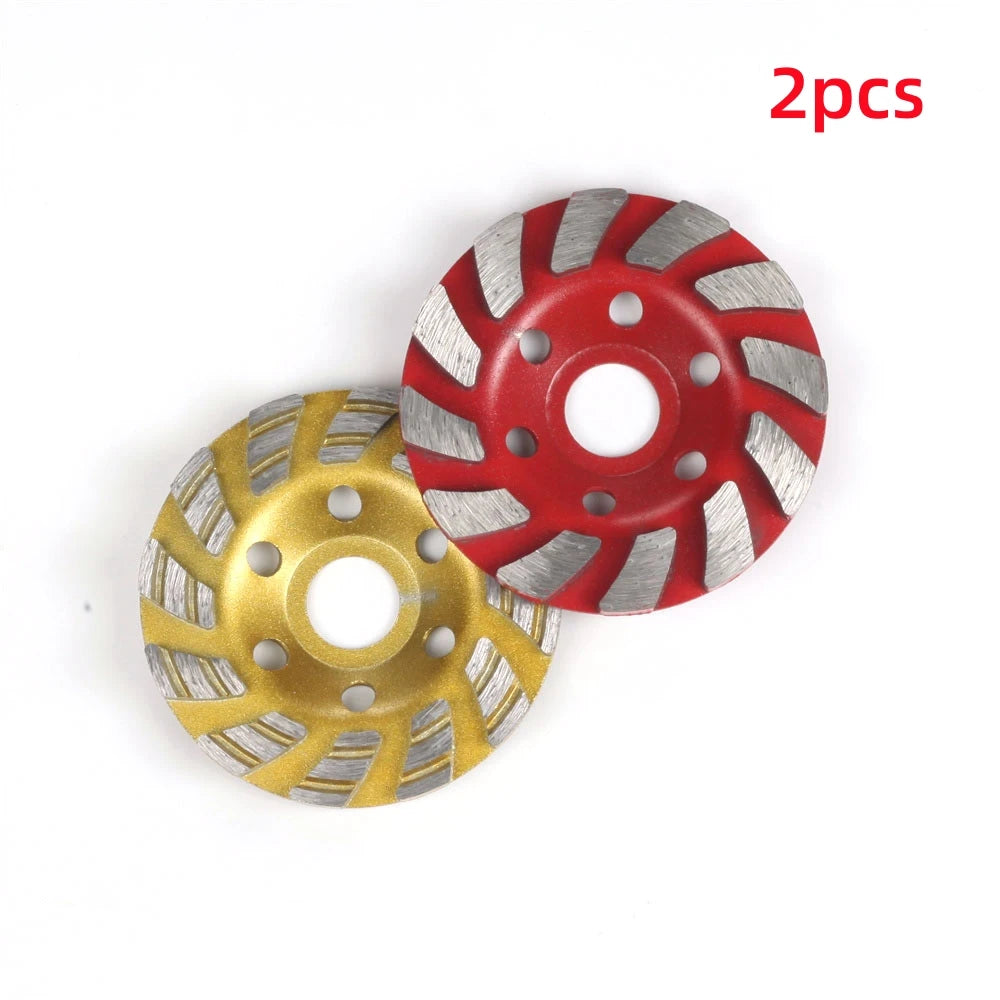 4" Diamond Turbo Grinding Cup Wheel 12-Seg Angle Grinder Disc Peaceful Pleasures Health and Wellness 2pcs Red and Yellow
