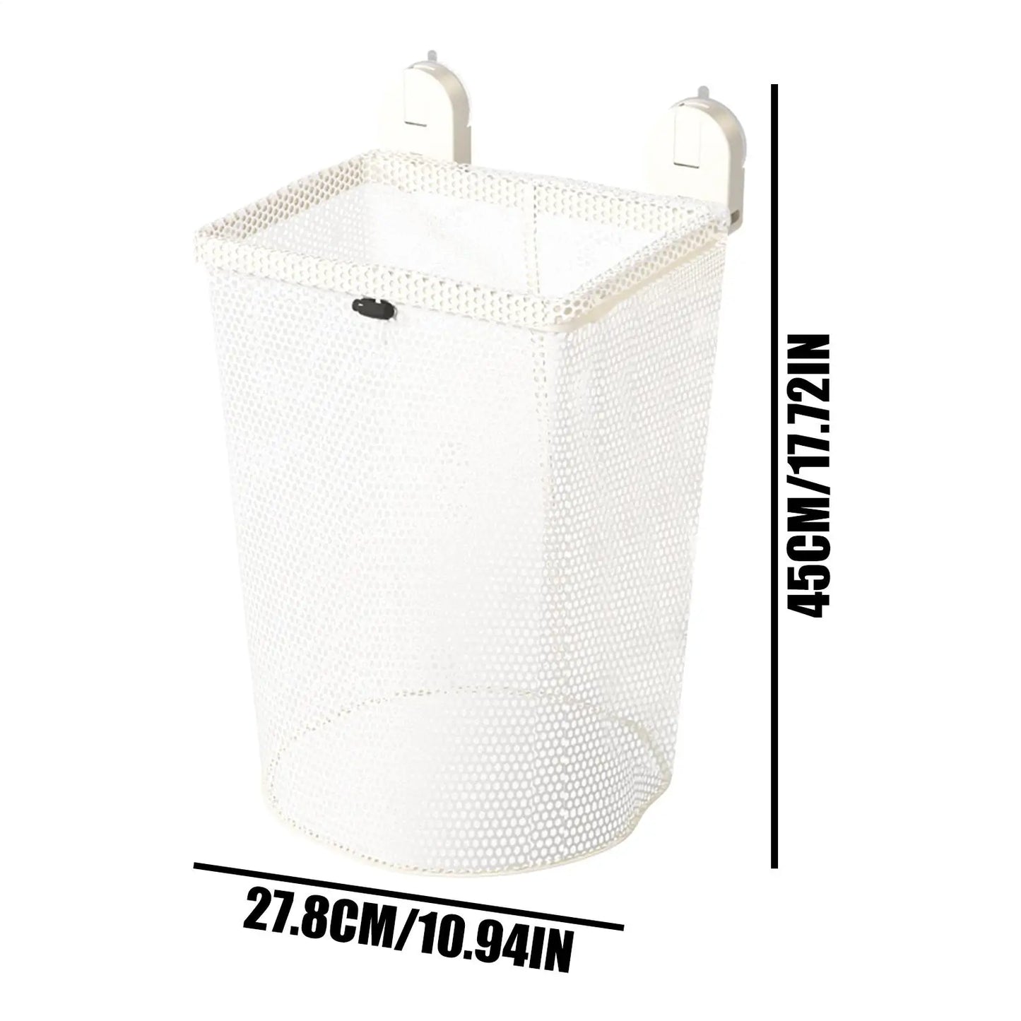 Wall-Mounted Mesh Laundry Hamper | No-Drill Suction Basket Laundry Hamper Peaceful Pleasures Health and Wellness