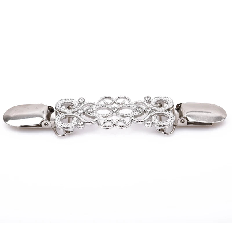 Vintage Sweater Shawl Clips Cardigan Collar Clips Brooch Pin for Women Cardigan Scarf Buckle Clothing Accessories Peaceful Pleasures Health and Wellness Silver