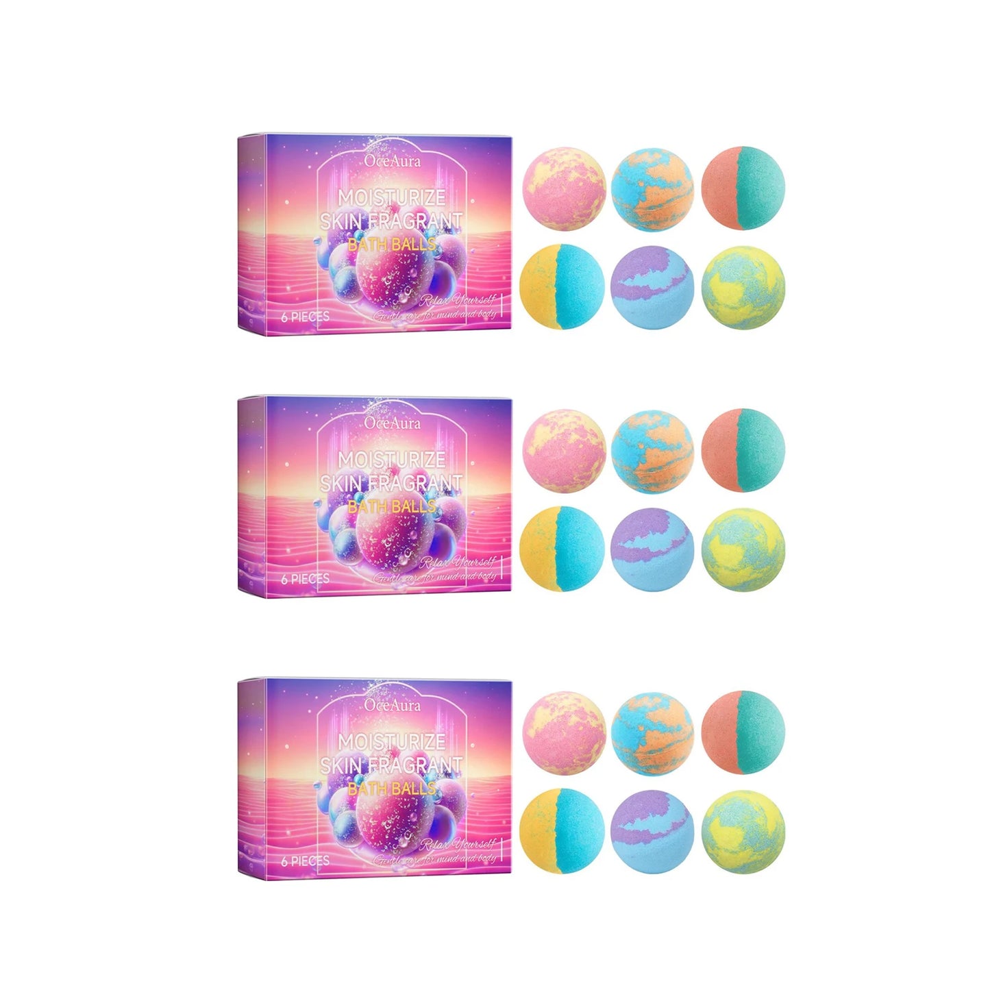OceAura Rosemary Lavender Bath Bombs Set of 6 | Aromatherapy