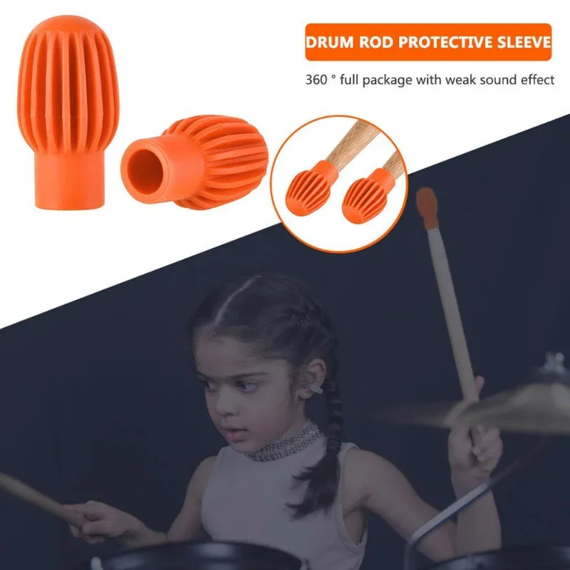 4 Drum Mute Silicone Sleeve Weaker Practice Tips Drumstick Head Rubber