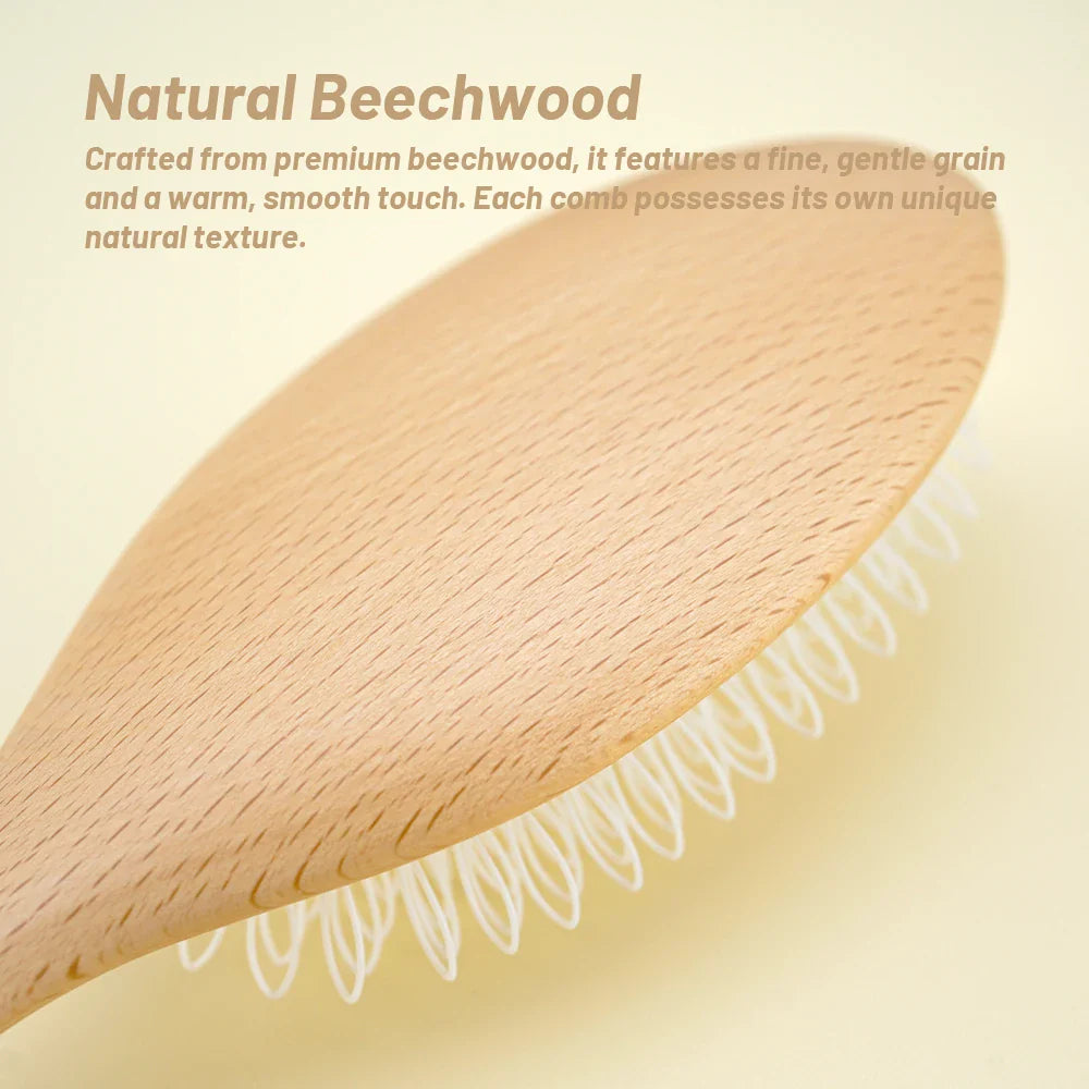Natural Wood Air Cushion Hair Brush – Gentle Bristles