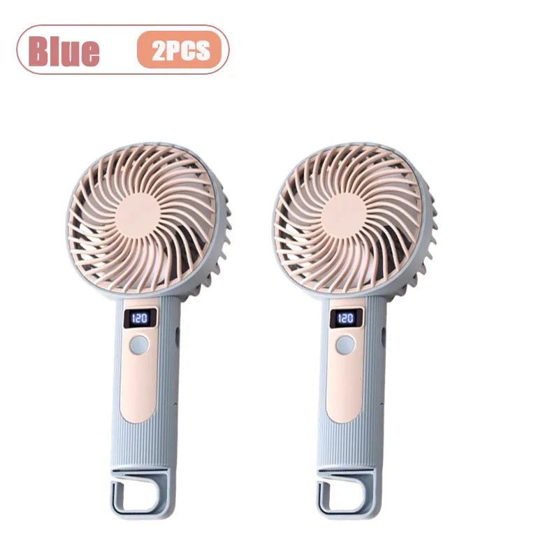 120-Speed Portable Handheld Fan | USB Rechargeable & Digital Display
