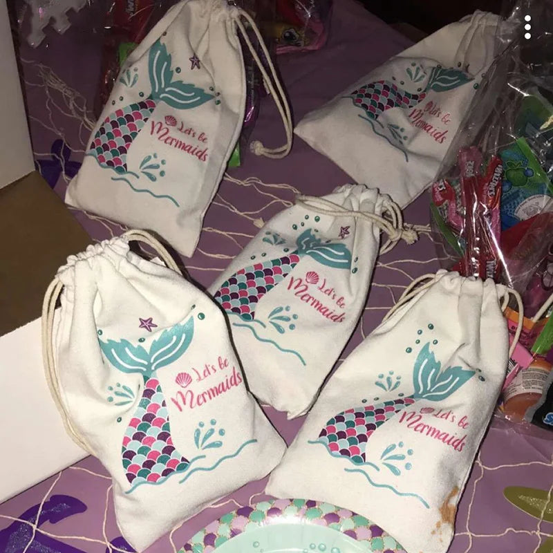 5-Pack Mermaid Party Favor Bags | Under the Sea Birthday Gift