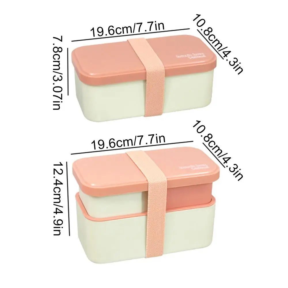 Lunch Containers 1450ml Dishwasher Safe Bowl 2-TierMeal Prep Lunch Box With Utensil Set And Sealing Strap For Work College Peaceful Pleasures Health and Wellness Pink China Mainland