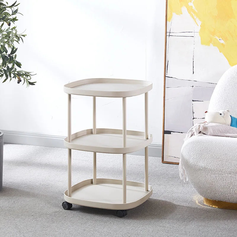 Quick Easy Assembly Simple Modern Stylish Lightweight Nightstand With Storage Shelf For Small Space Bedroom Apartment Renters Peaceful Pleasures Health and Wellness 3 Layers Khika