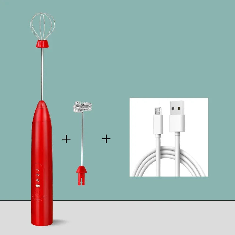 Electric Milk Frother & Egg Beater – 3-Speed Handheld Mixer Electric Milk Frother Peaceful Pleasures Health and Wellness Rose Red