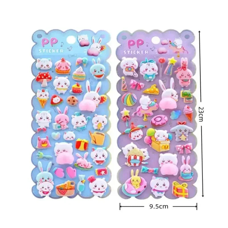 Cartoon Animal 3D Puffy Stickers – Scrapbook & Phone Decor