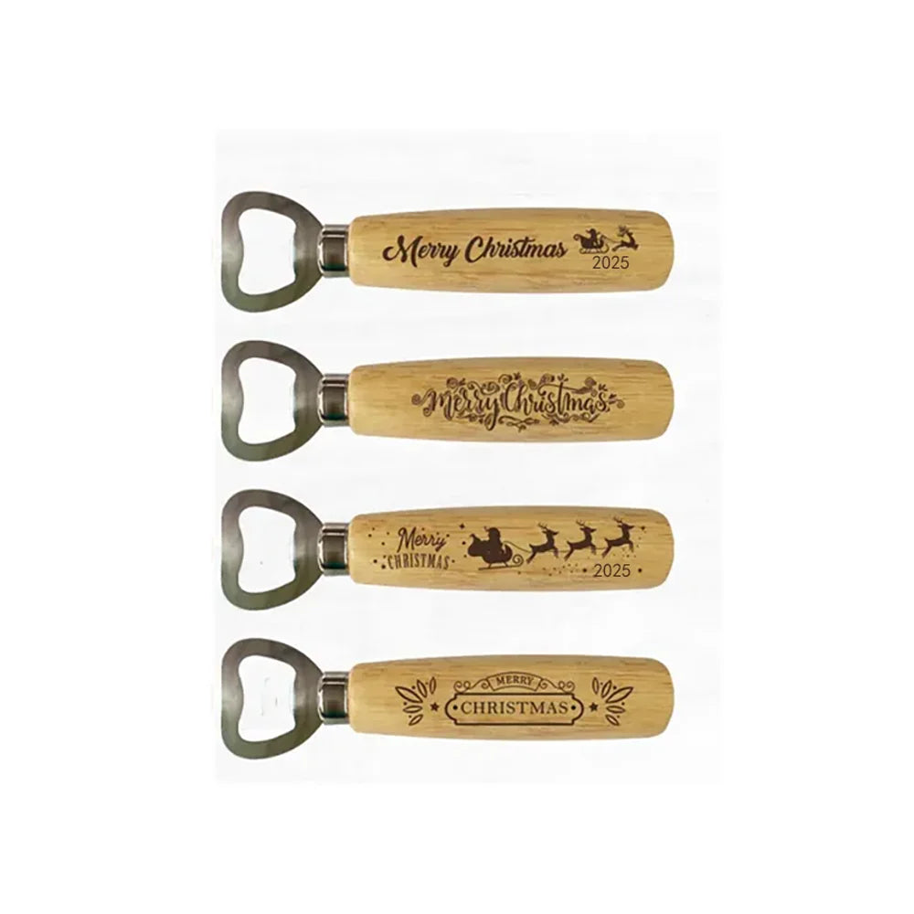 4-Piece Wooden Beer Bottle Opener Set | Christmas Gift
