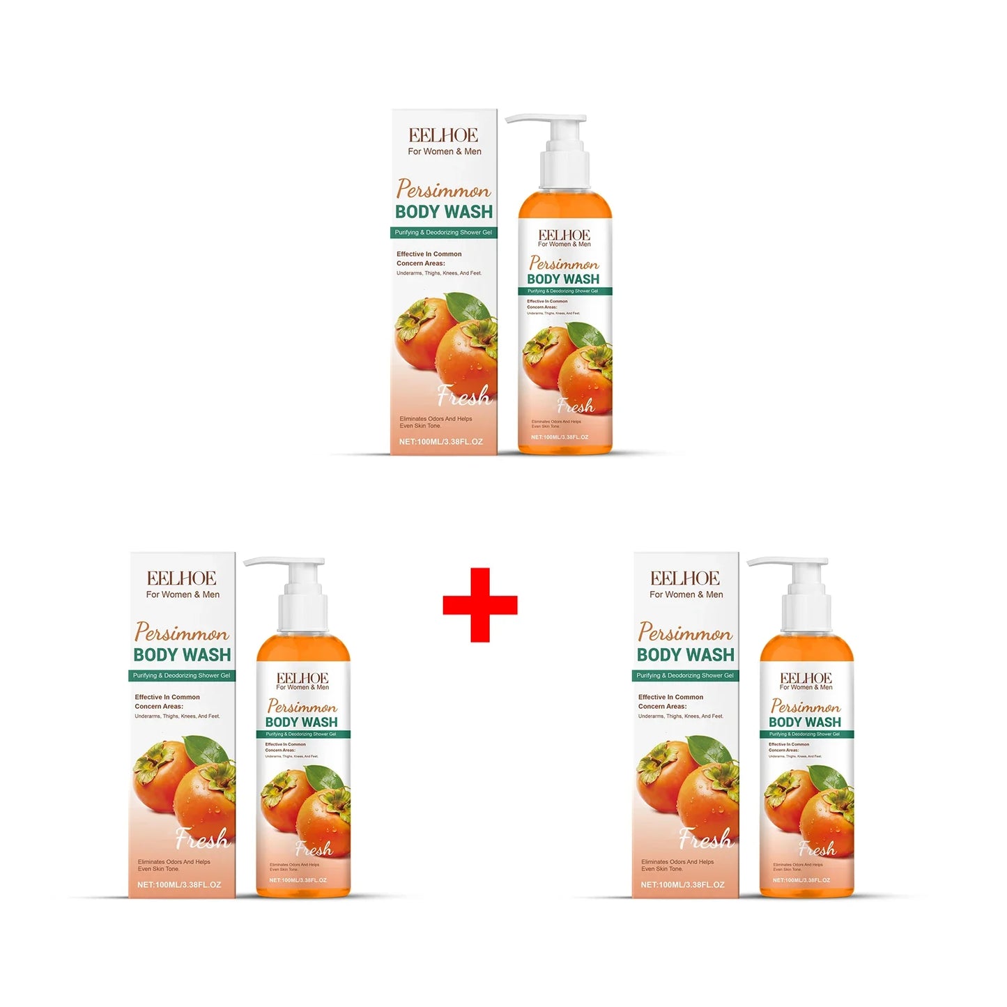 Eelhoe Persimmon Body Wash – Exfoliating Odor-Control Shower Gel