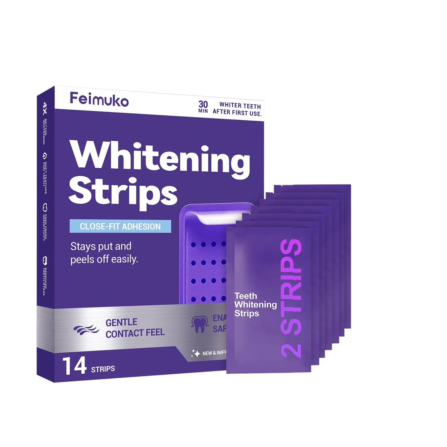 Purple Teeth Whitening Strips | FEIMUKO Bright Smile