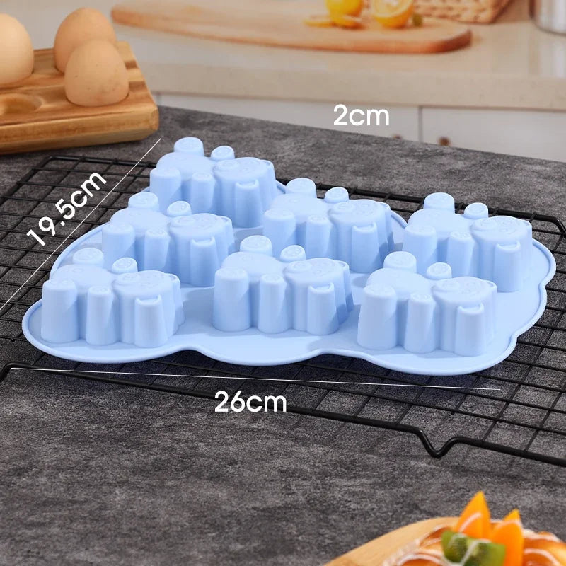 3D Lovely Bear Cake Mold Animal Cookie Silicone Mould For Chocolate Candy Kitchen Fondant Supplies Cupcake Topper Decorating Peaceful Pleasures Health and Wellness YH-511-Blue