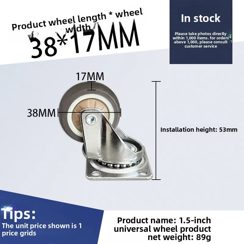 4-Pack Swivel Furniture Caster Wheels – Soft Rubber 1–2 Inch