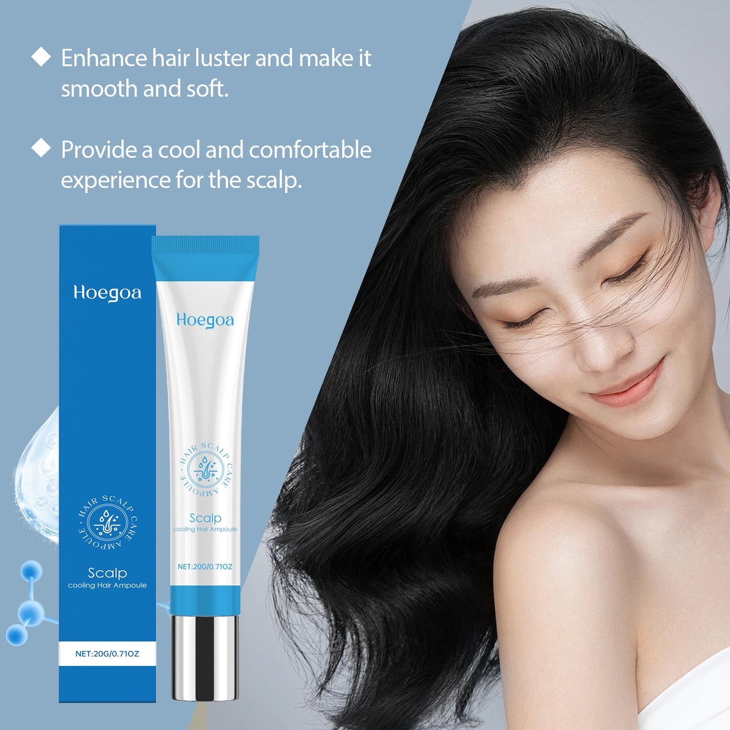 HOEGOA Anti-Frizz Hair Growth Oil Serum Scalp Roller | 20g
