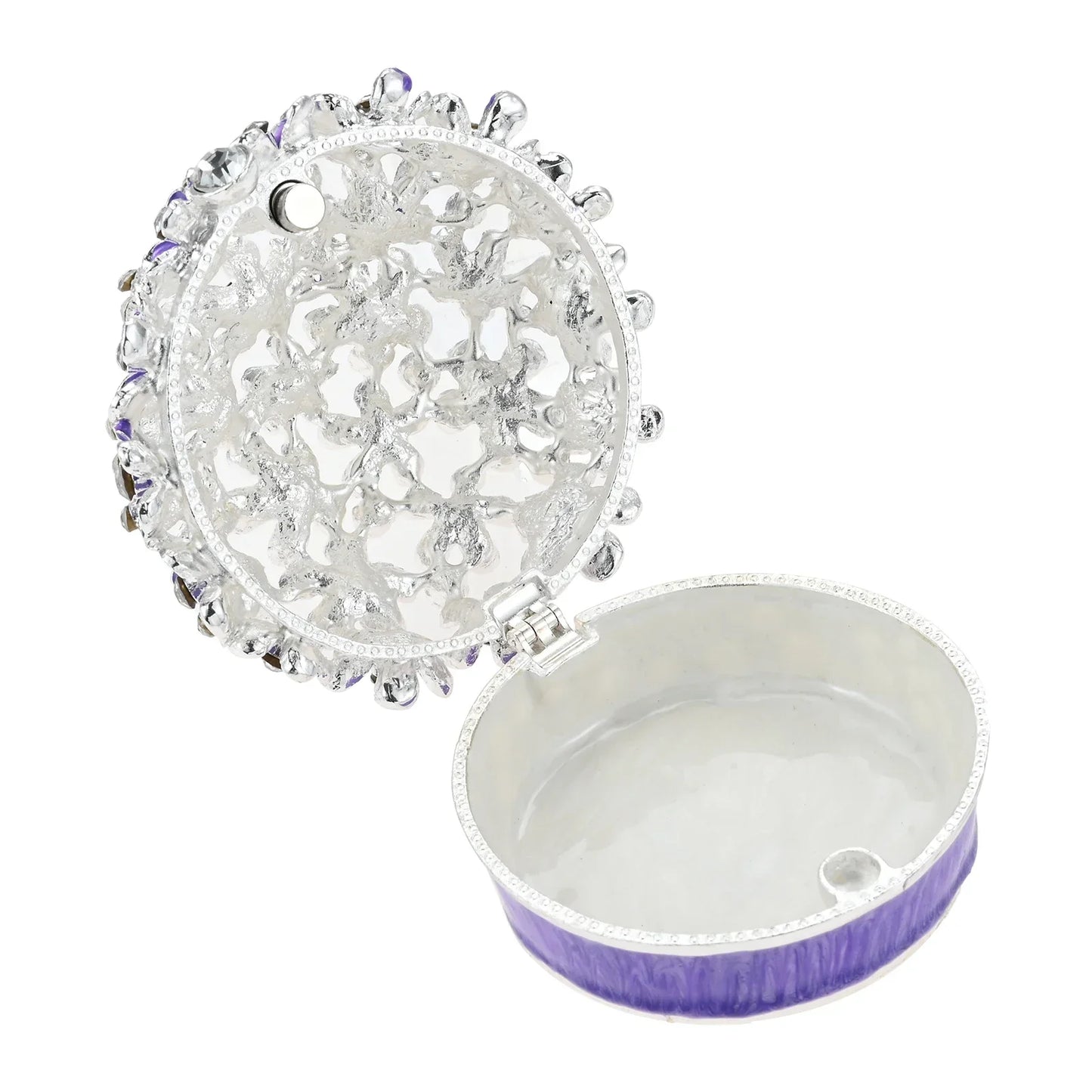 Purple Crystal Flower Jewelry Box | Magnetic Clasp Trinket Box