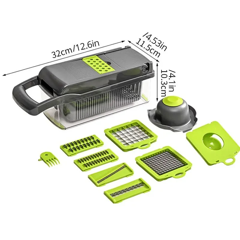 14pcs Multifunctional Vegetable Chopper Onion Chopper Handle Food Grate Food Chopper Kitchen Vegetable Slicer Dicer Cut Peaceful Pleasures Health and Wellness