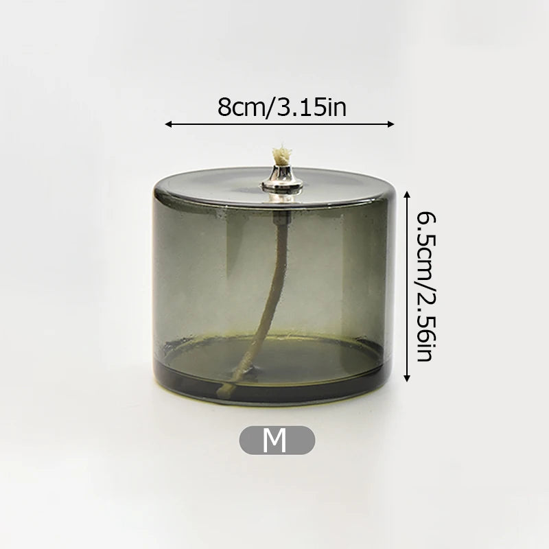 Creative Colorful Handcrafted Glass Candlestick Oil Lamp European Decorative Home Ornament Fashionable Home Decoration Practical Peaceful Pleasures Health and Wellness Green M