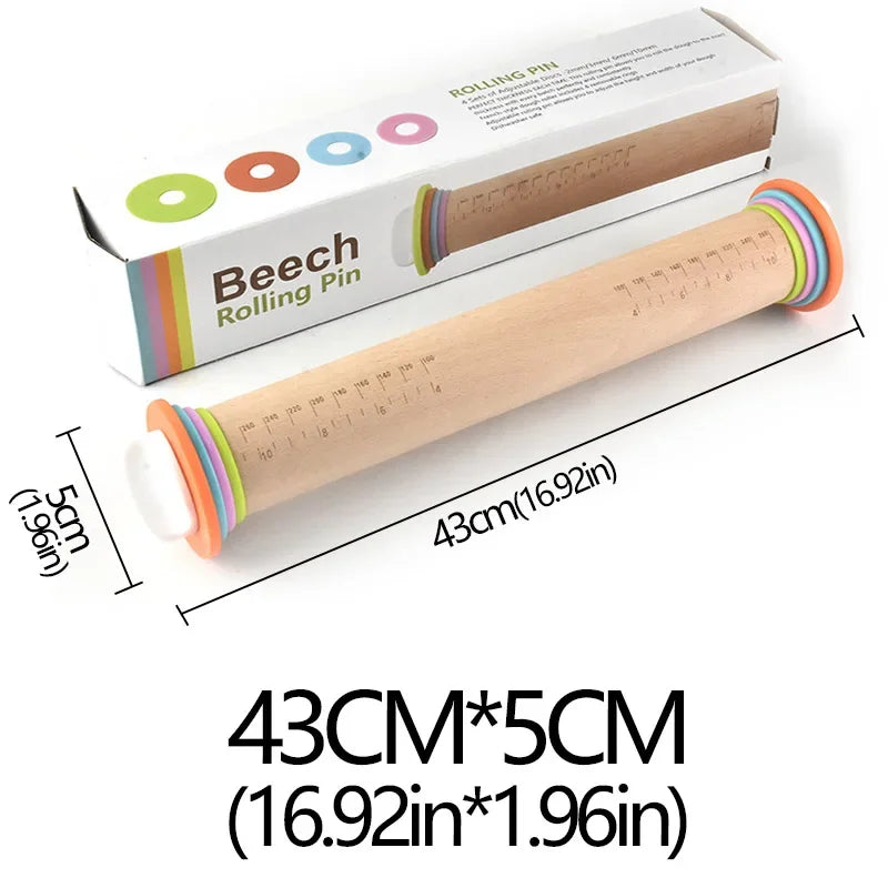 Stainless Steel Rolling Pin Adjustable Thickness Non Stick Household Dumpling Skin Baking Tool Rolling Powder Noodle Stick New Peaceful Pleasures Health and Wellness woodiness