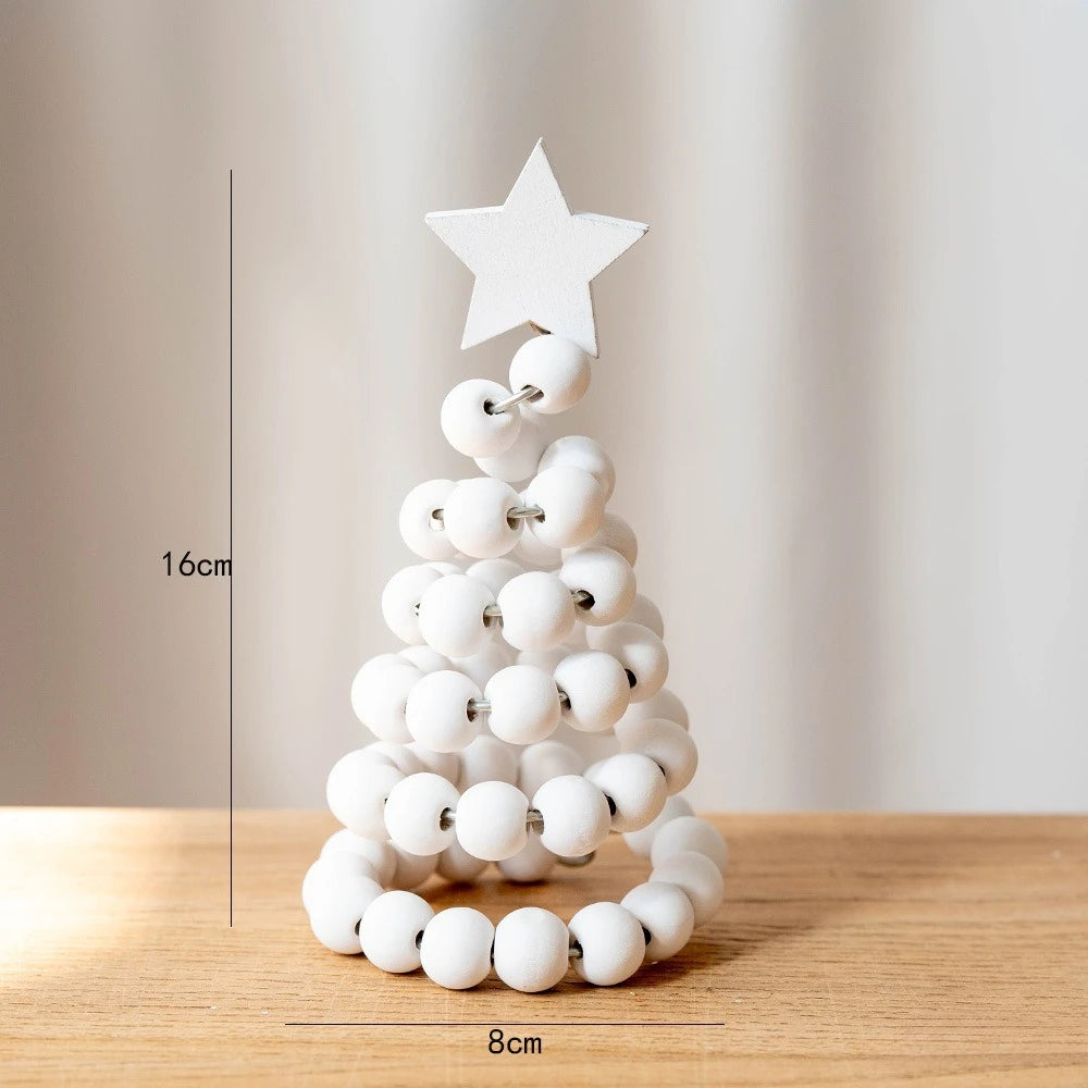 Christmas Decoration Wooden Bead Christmas Tree Creative Nordic Style Wooden Christmas Tree Desktop Ornament Decoration Ornament Peaceful Pleasures Health and Wellness B 1PC